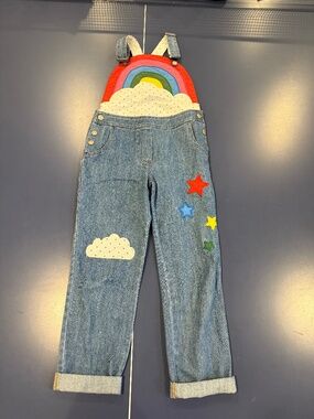 Size 9-10 Mini Boden Rainbow Applique Overalls
